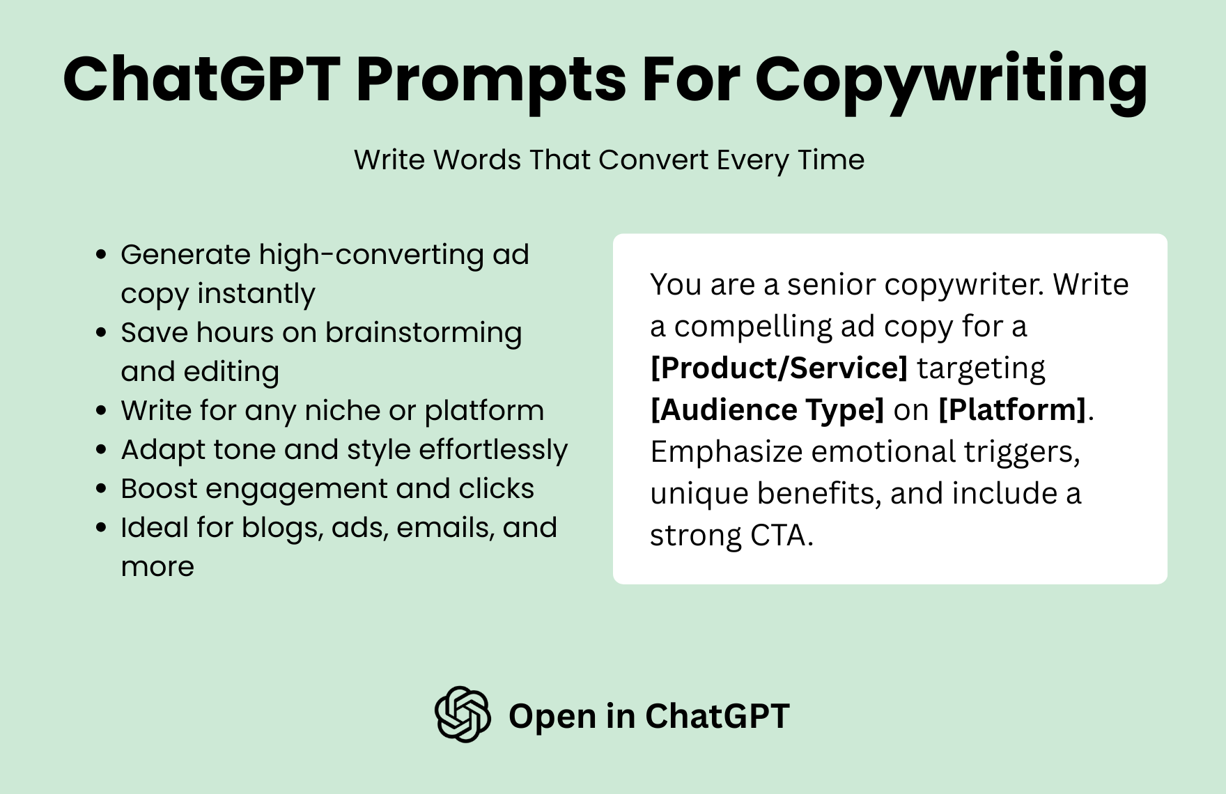 Free ChatGPT Prompts For Copywriting