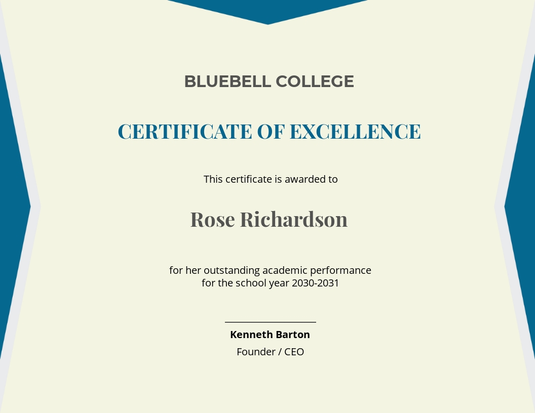 school academic certificate Template - Word