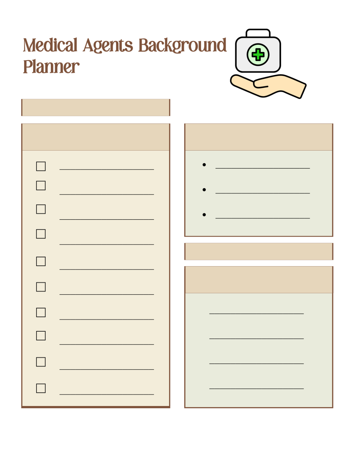 Free Medical Agents Background Planner Template to Edit Online