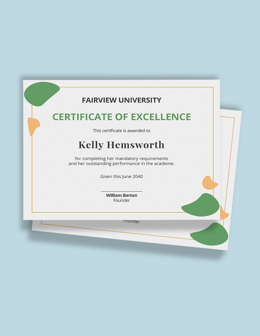 Certificate of Recognition for Academic Excellence Template