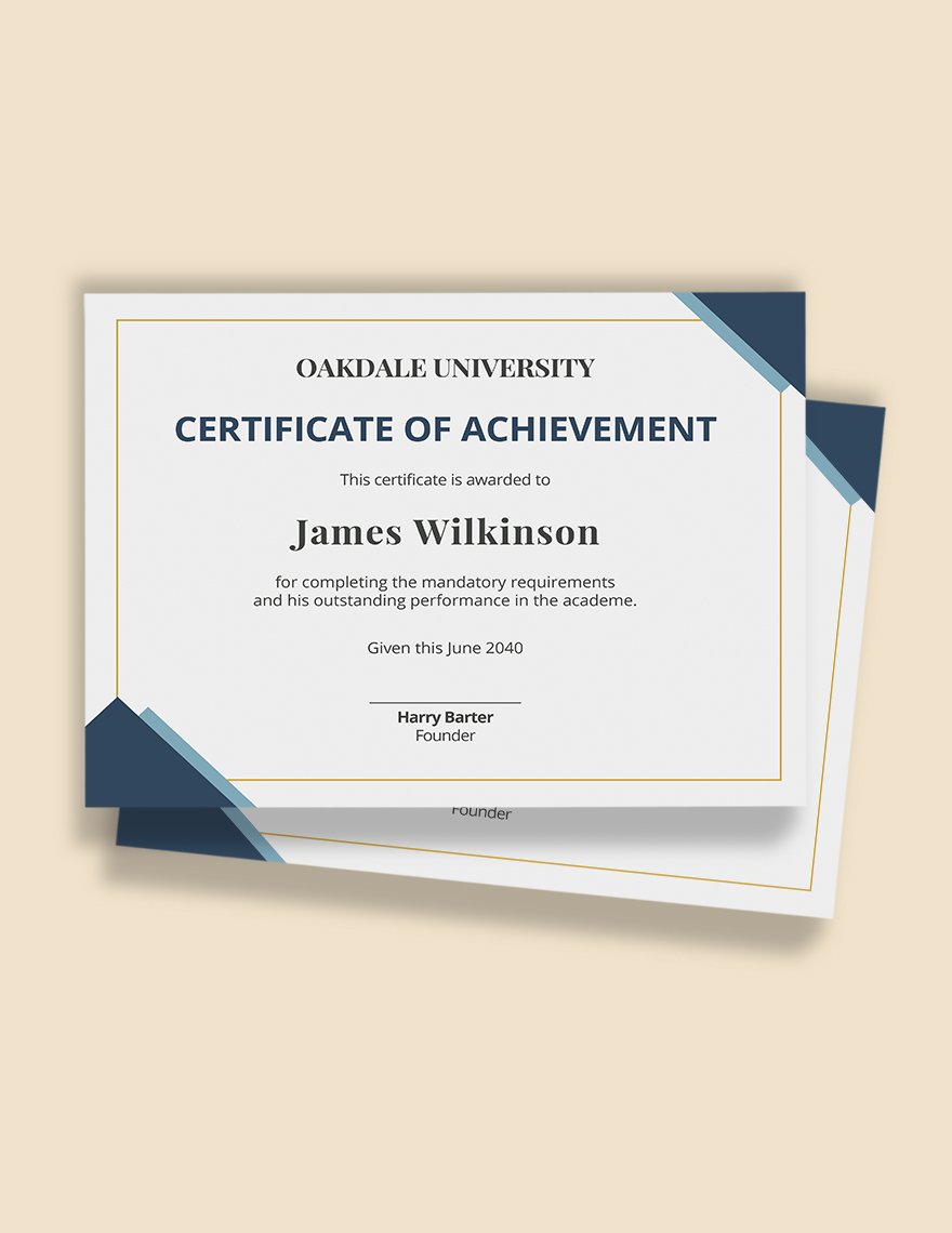 Academic Achievement Award Certificate Template