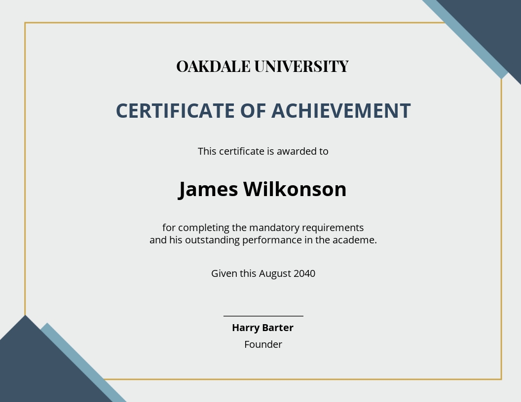 Academic Achievement Award Certificate Template - Word  Template.net Intended For Academic Award Certificate Template