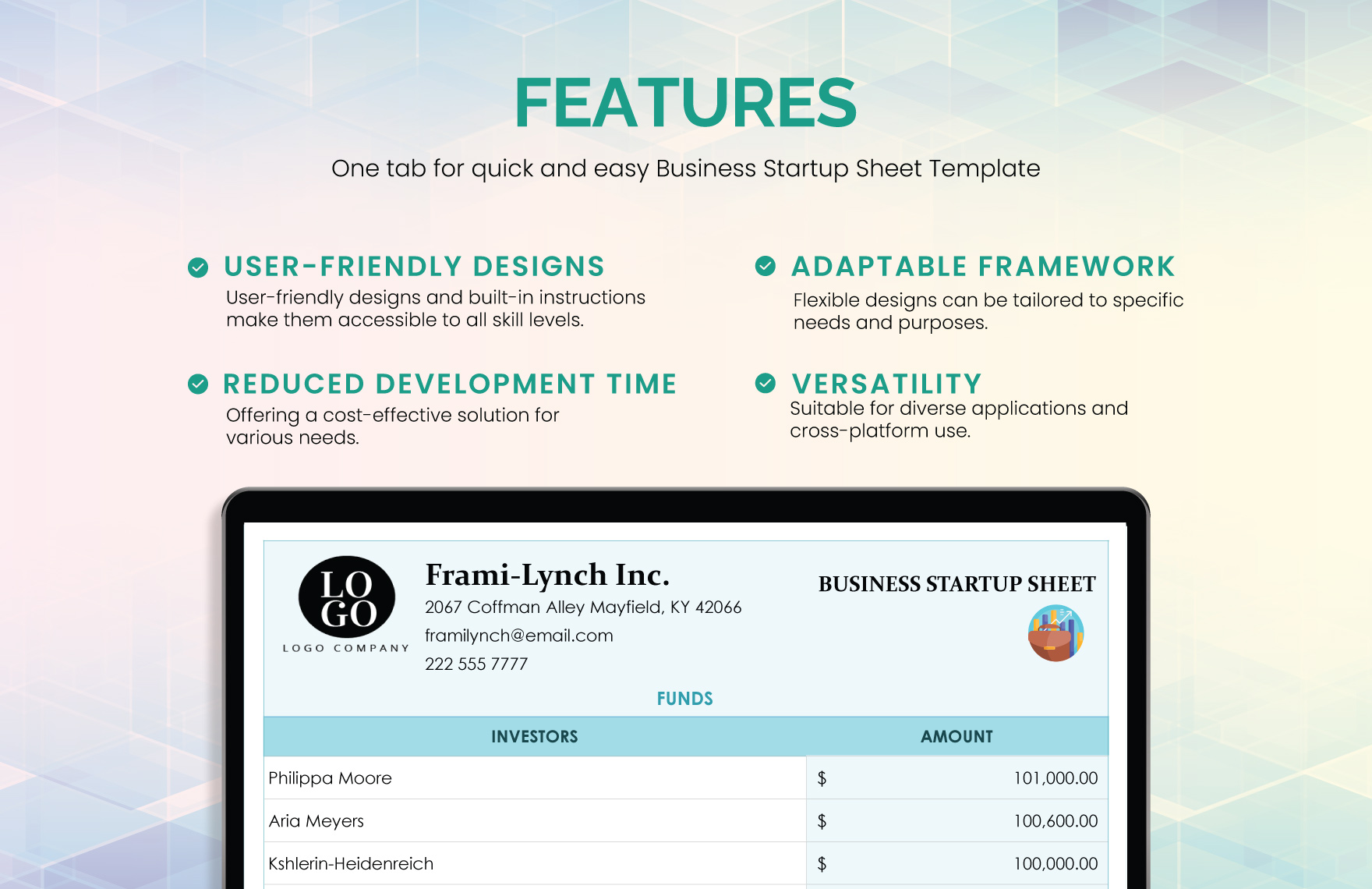 Business Startup Sheet Template