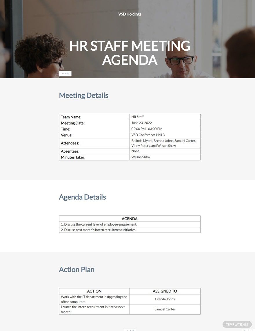 Staff Meeting Agenda Template in Word, Google Docs, Apple Pages