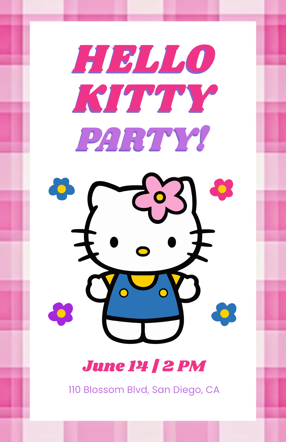 Free Aesthetic Hello Kitty Party Poster to Edit Online
