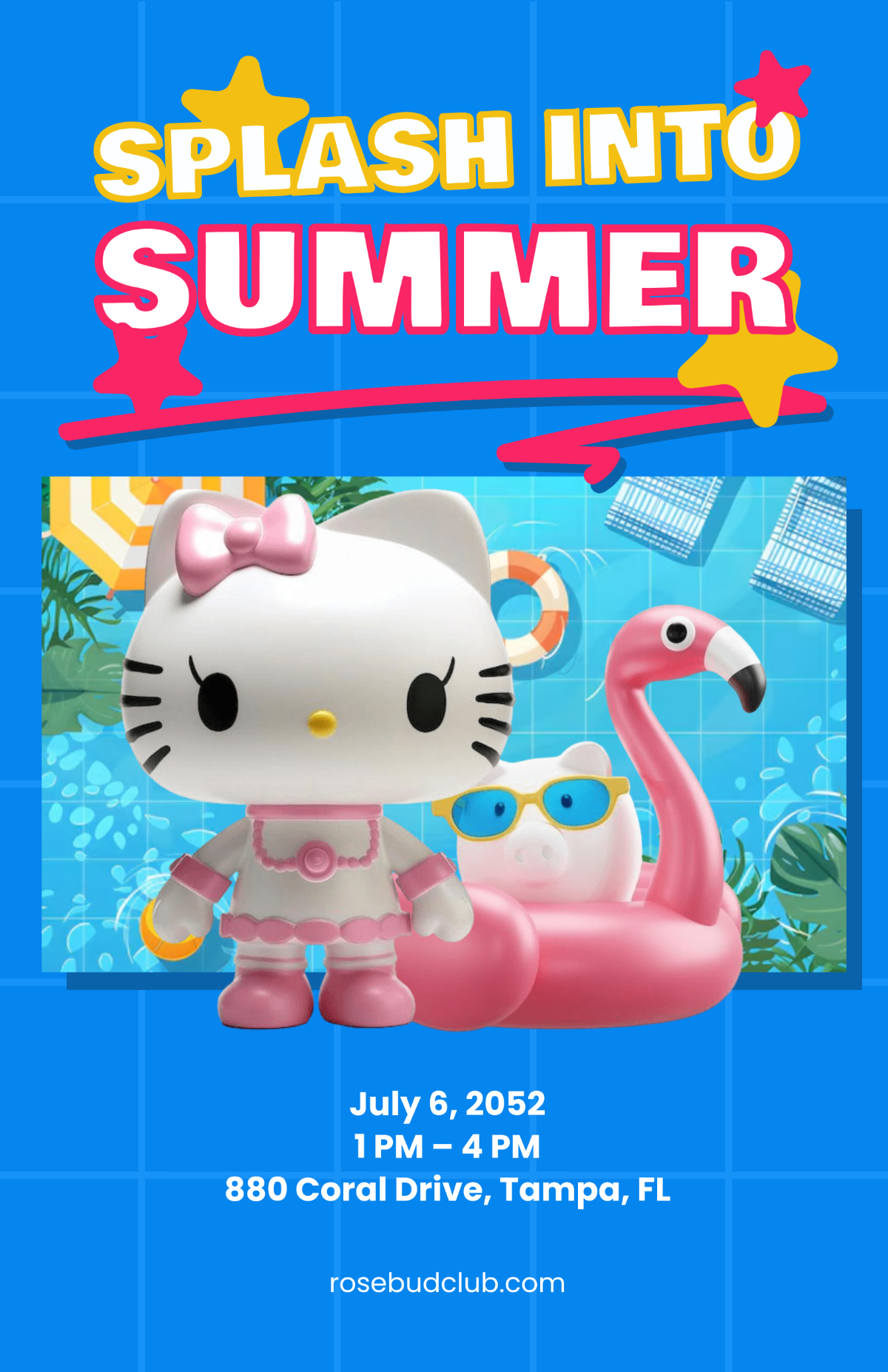Free Hello Kitty Pool Party Poster Template to Edit Online