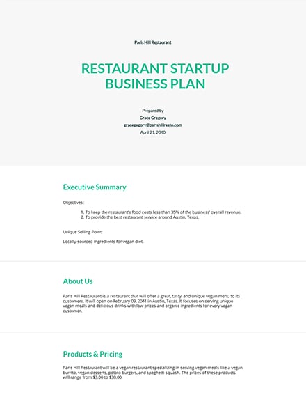 template for restaurant business plan