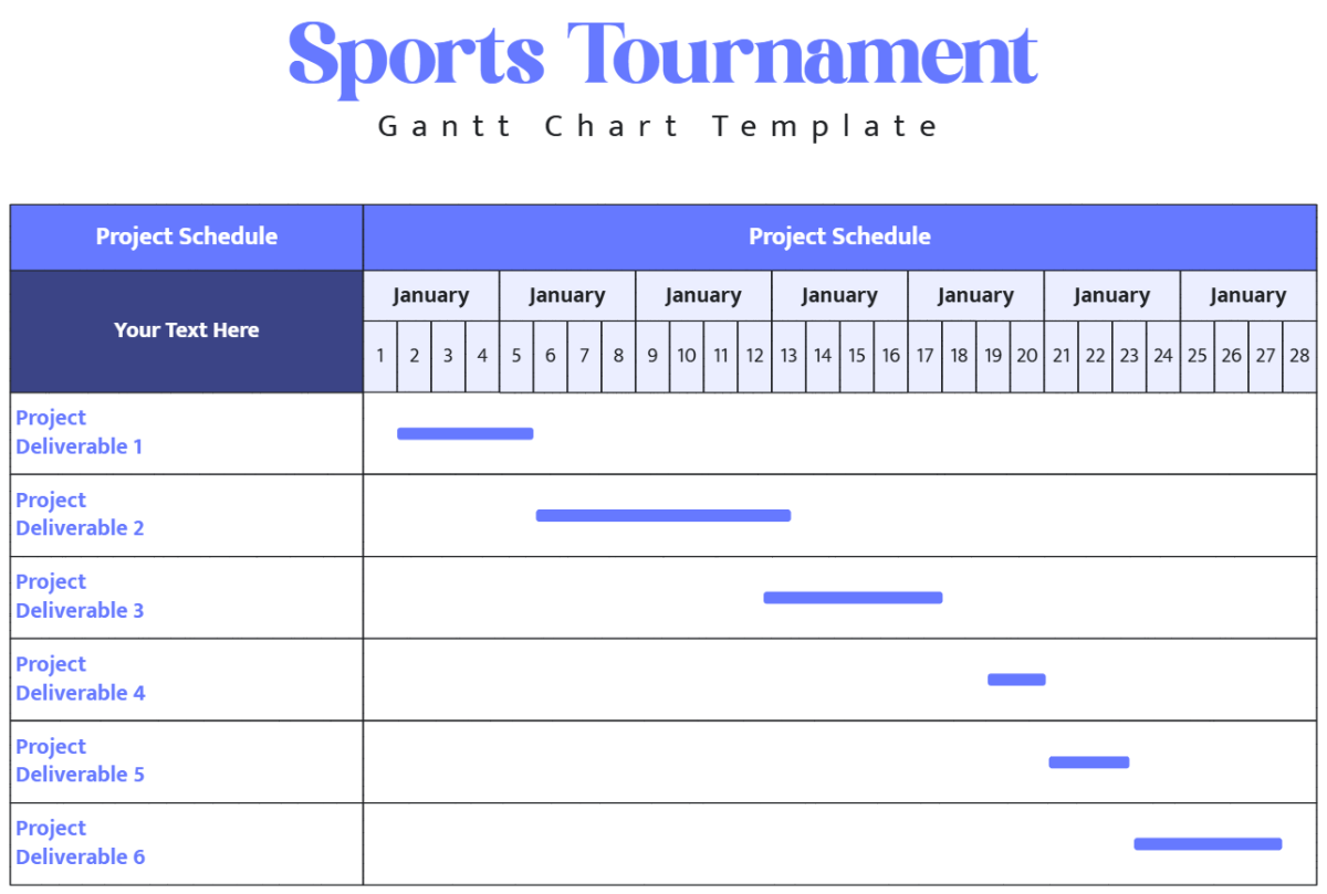 Free Sports Tournament Gantt Chart Template to Edit Online