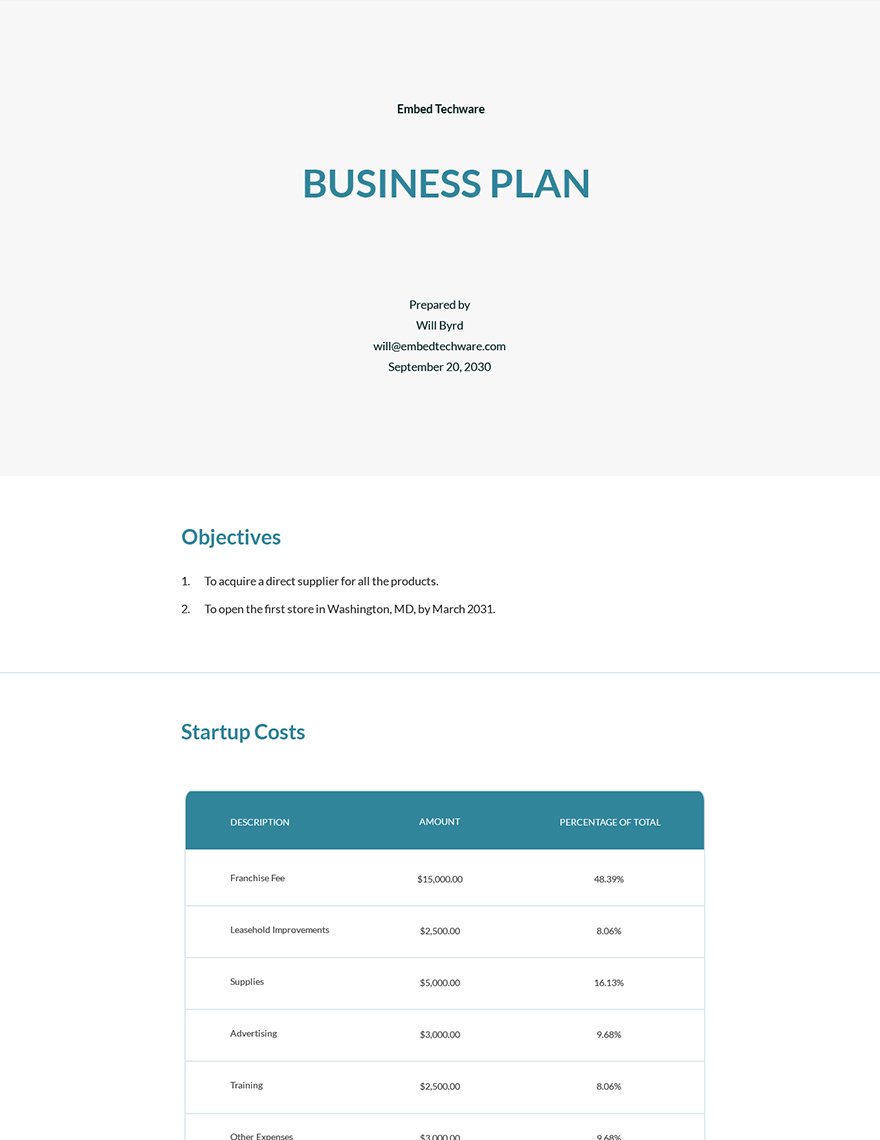 Startup Business Plan 