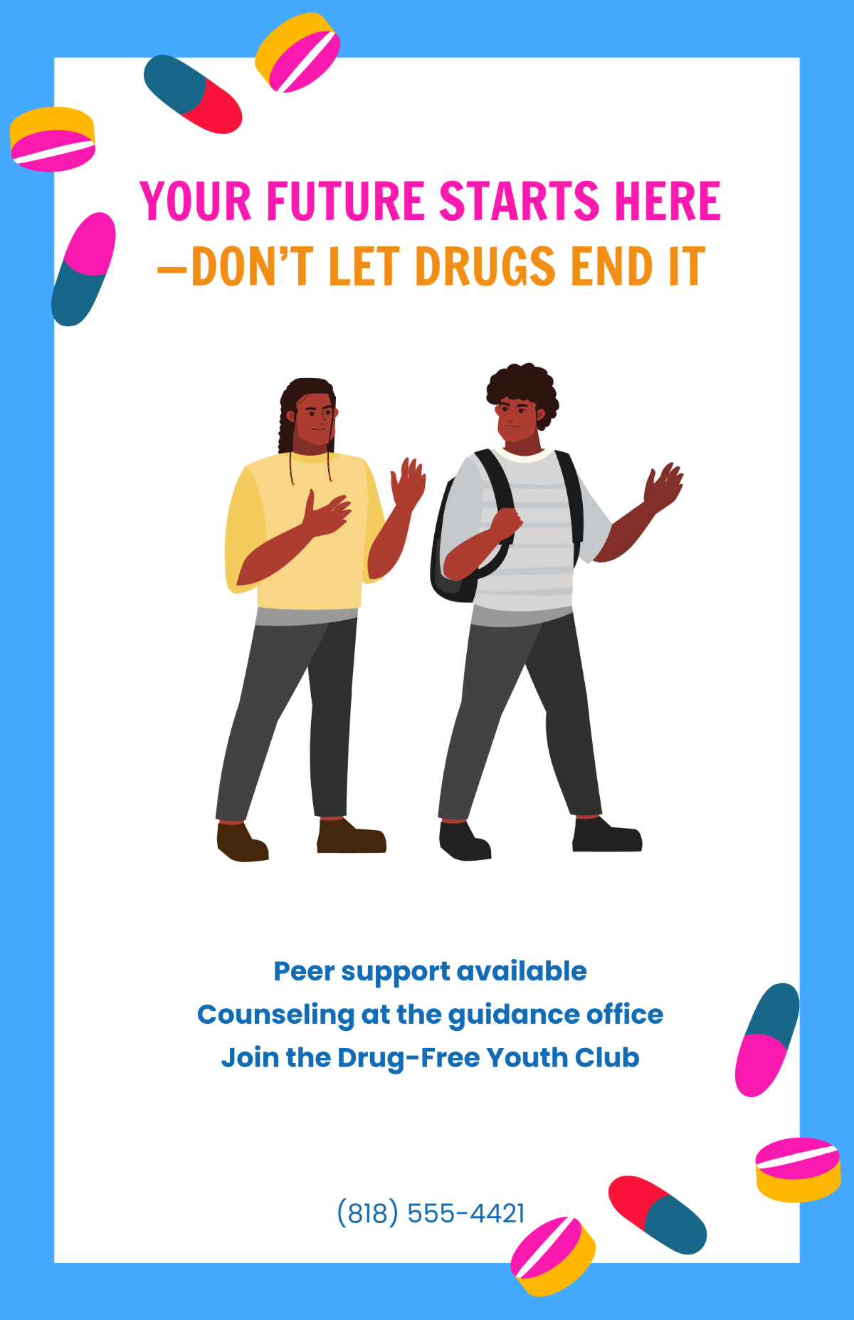 Free School Drug Awareness Colorful Poster Template