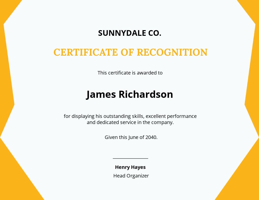Free Certificate of Recognition in Performance Template.jpe