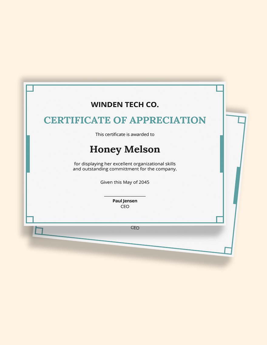 performance appreciation certificate Template