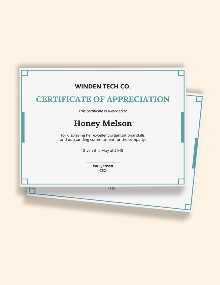 performance appreciation certificate Template in Word, Publisher, Google Docs, Pages - Download | Template.net