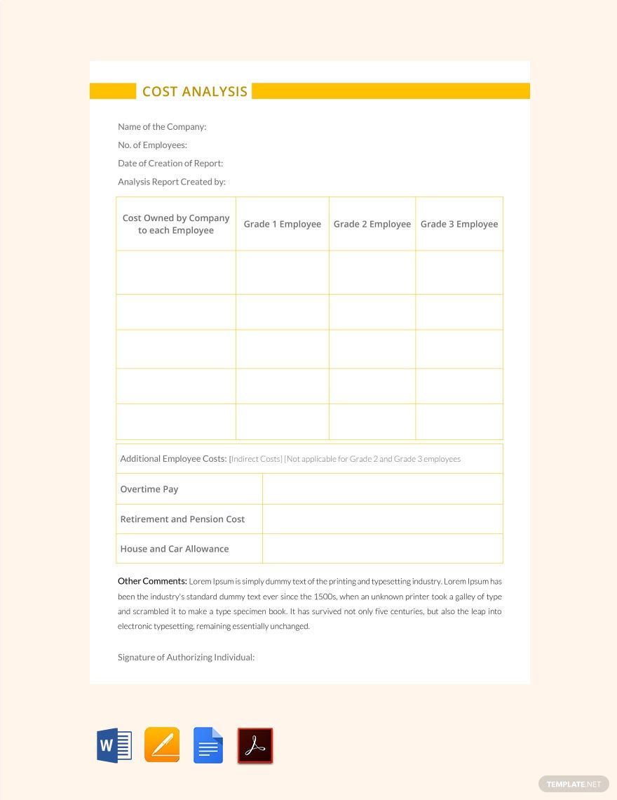 Cost Analysis Template