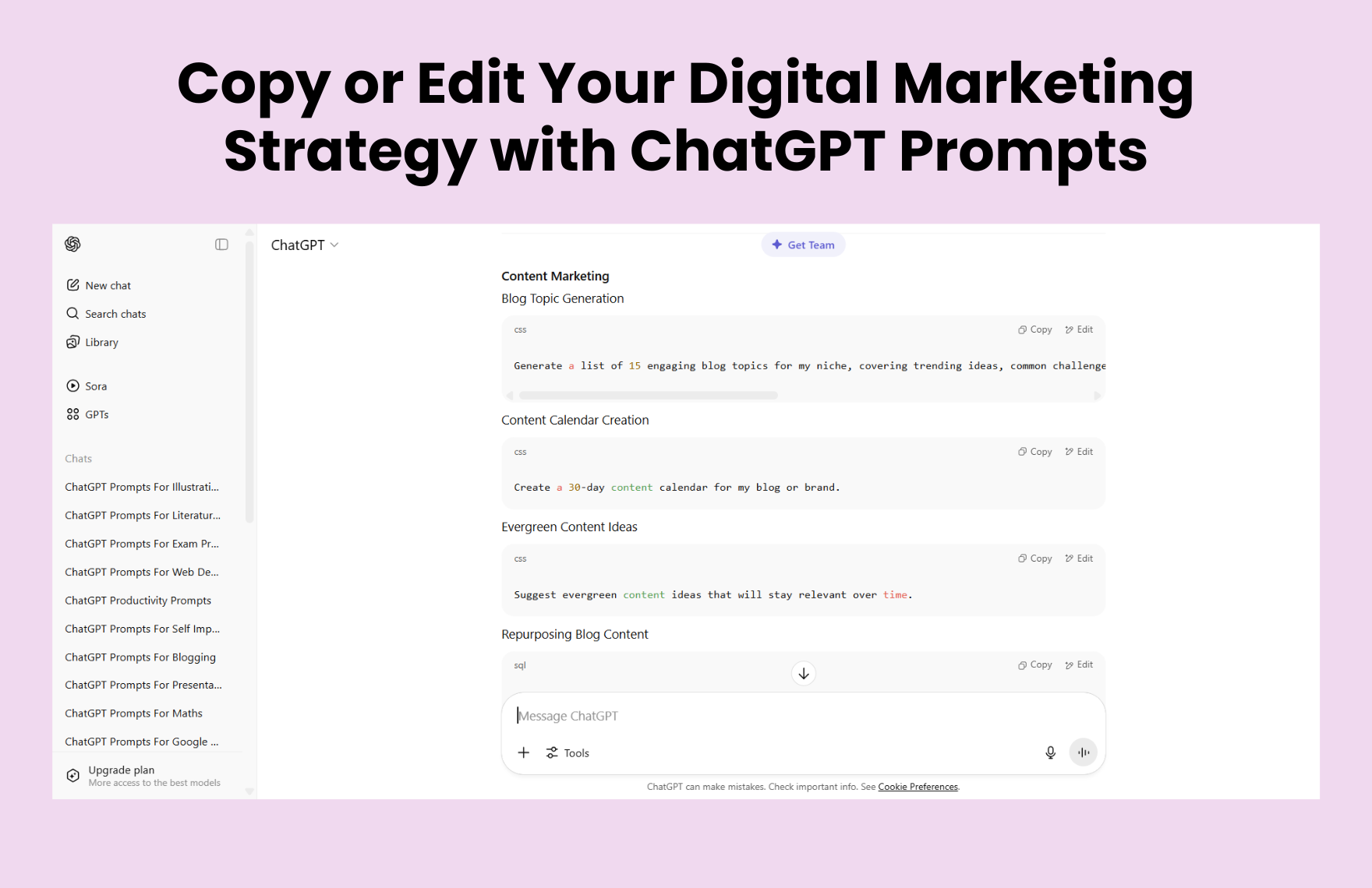 Free ChatGPT Prompts For Digital Marketing