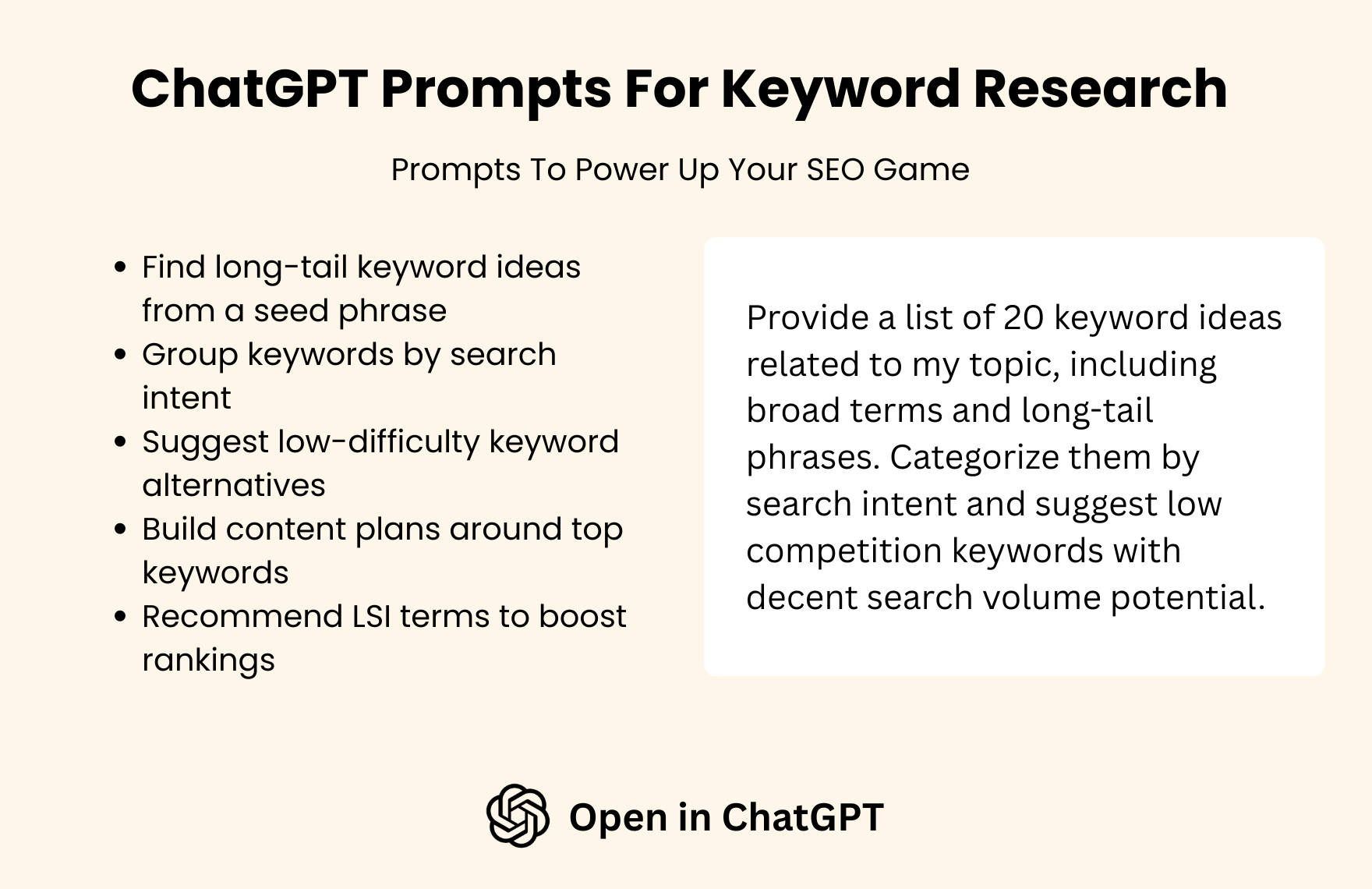 Free ChatGPT Prompts For Keyword Research in ChatGPT