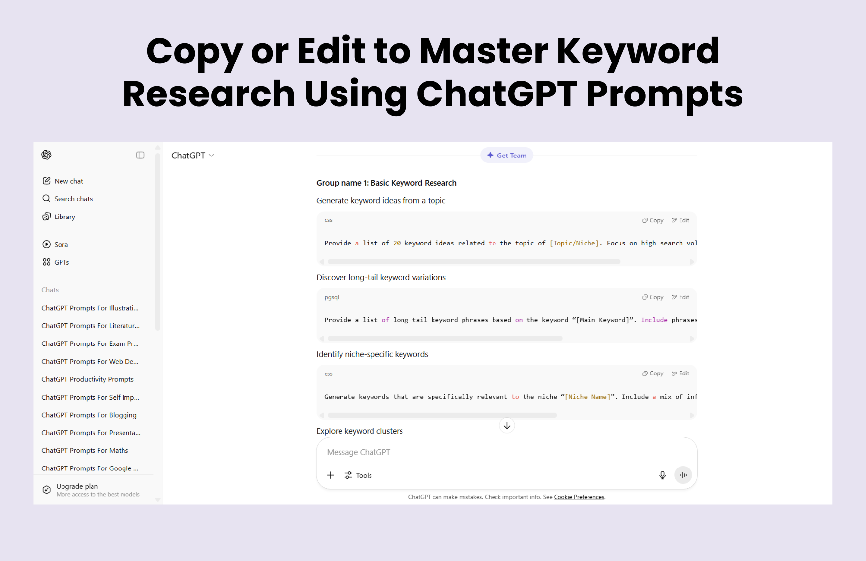 Free ChatGPT Prompts For Keyword Research