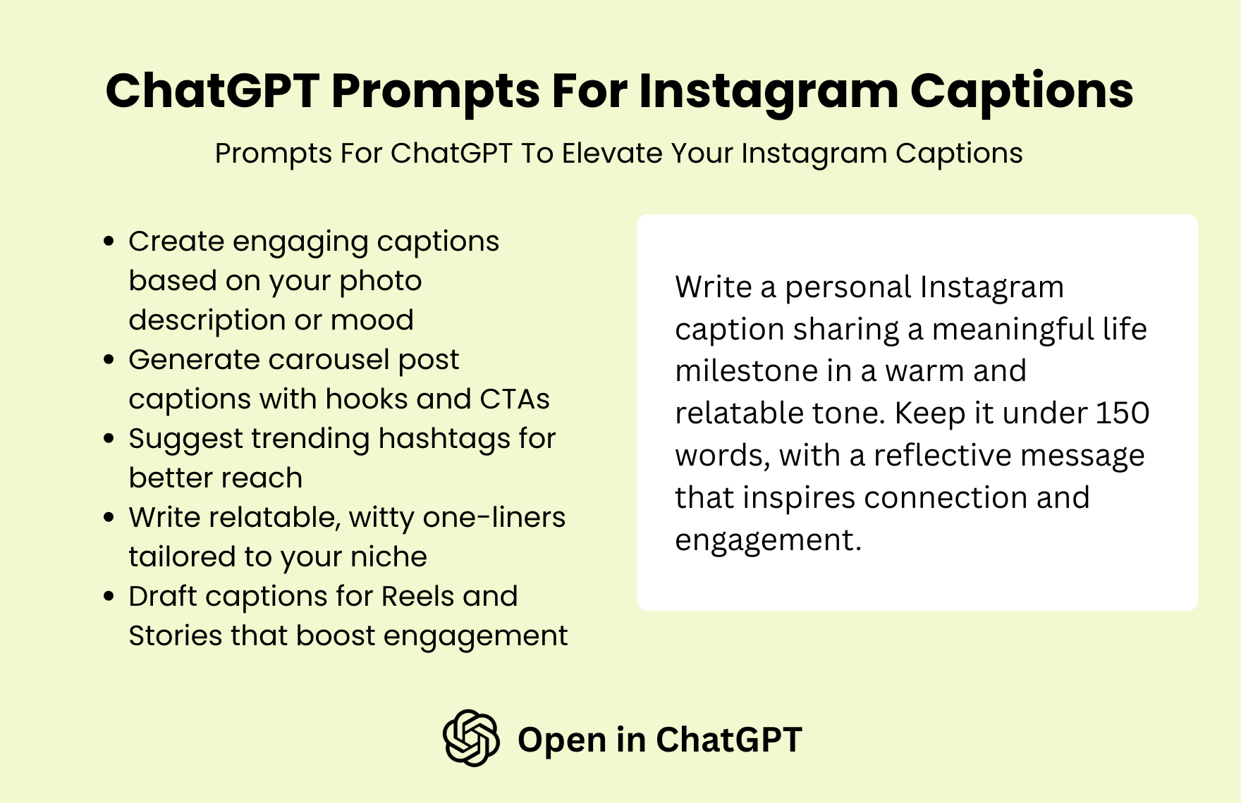 Free ChatGPT Prompts For Instagram Captions to Download
