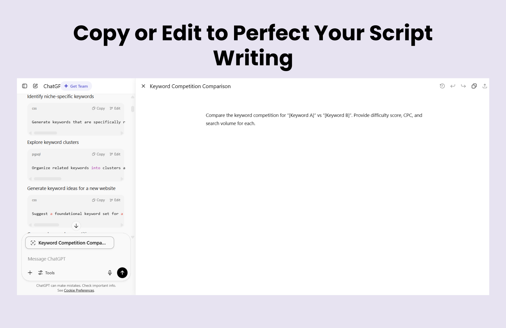 Free ChatGPT Script Writing Prompts