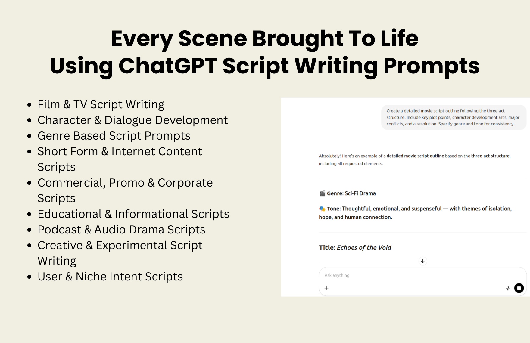 Free ChatGPT Script Writing Prompts