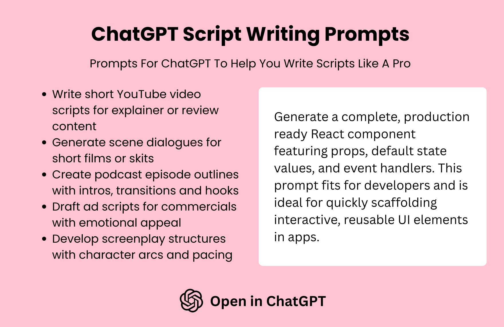 Free ChatGPT Script Writing Prompts to Download