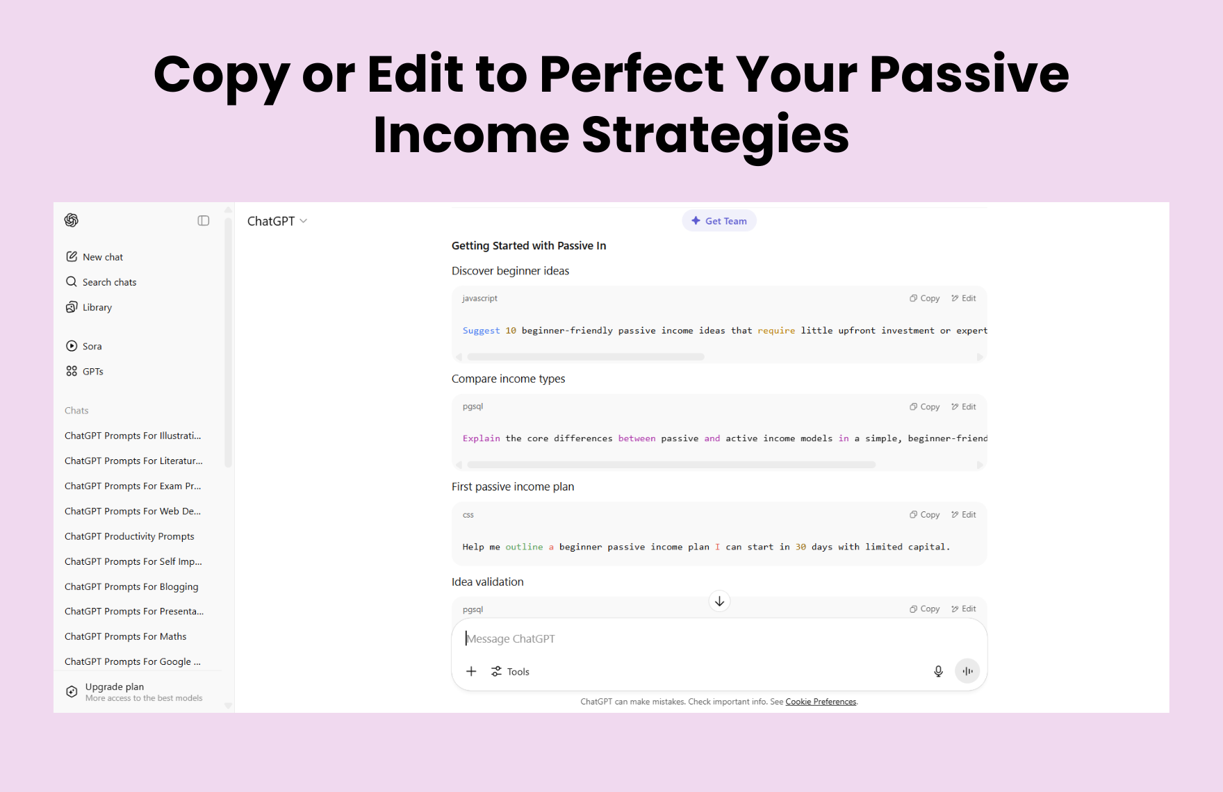 Free ChatGPT Prompts For Passive Income