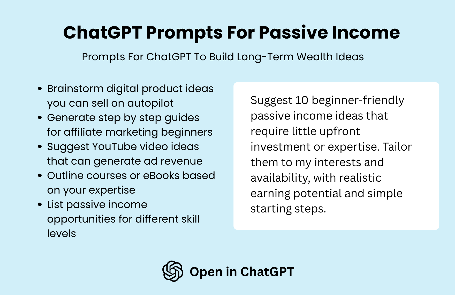 Free ChatGPT Prompts For Passive Income to Download