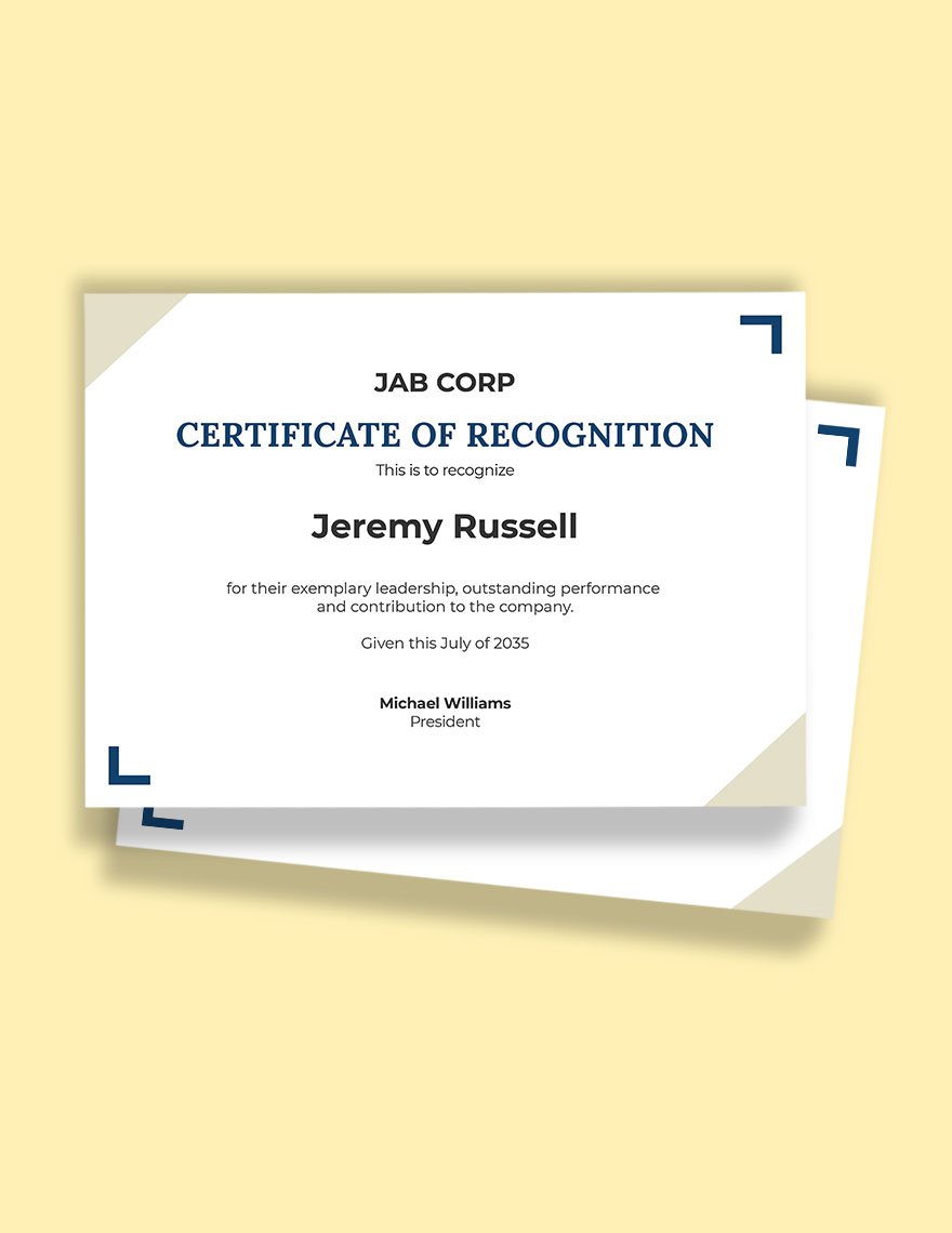 Recognition Leadership Award Certificate Template