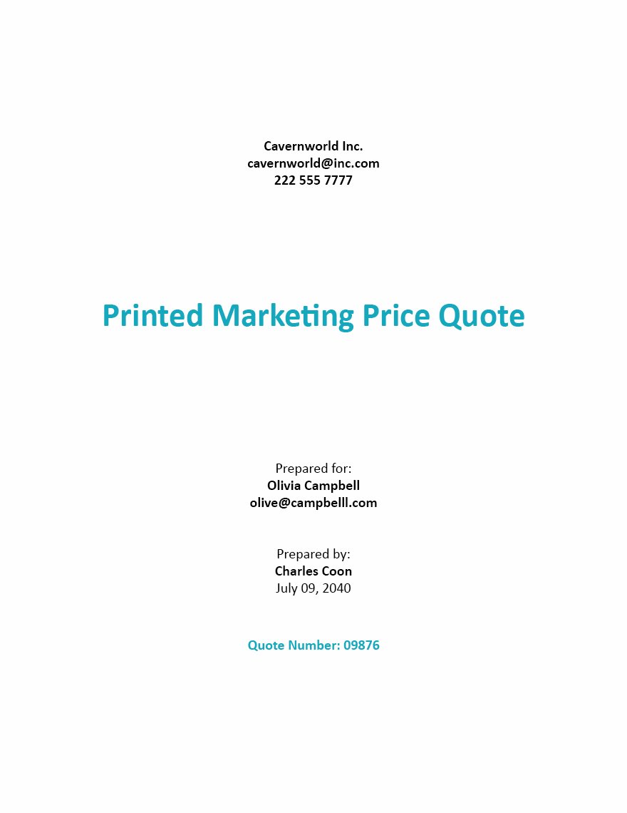 Sample Business Price Quotation Template