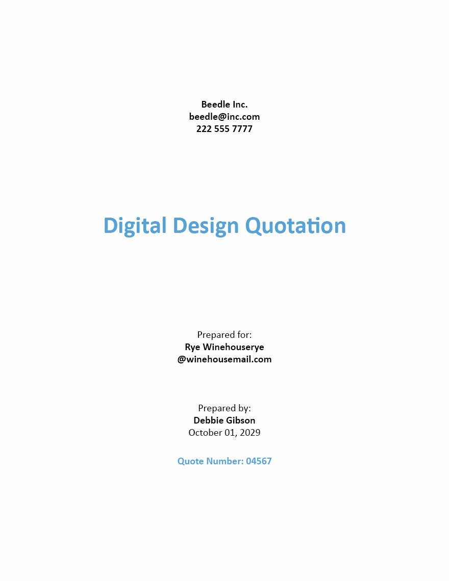 Business Quotation Sample Template