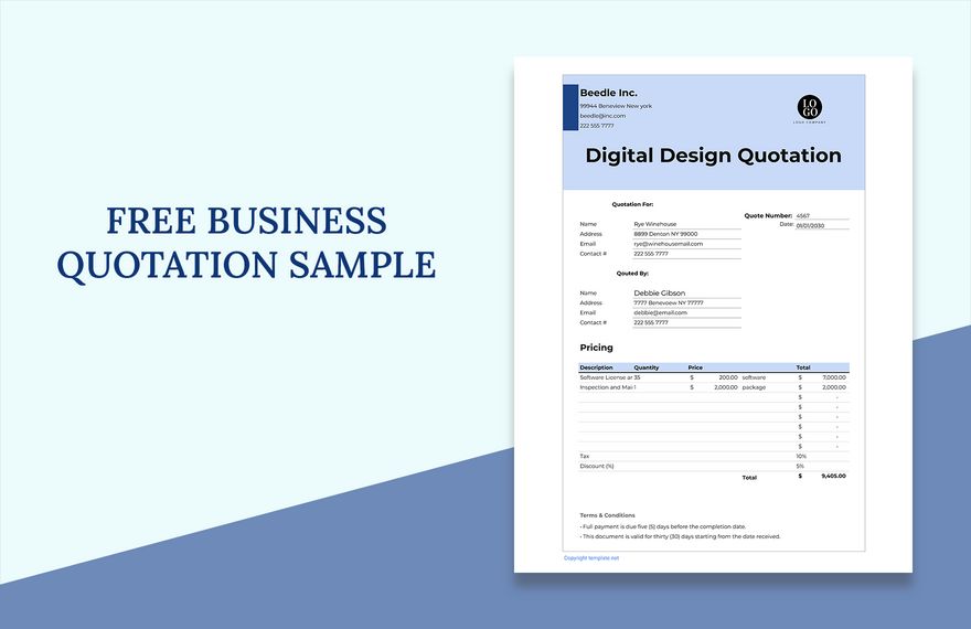 Business Quotation Sample Template