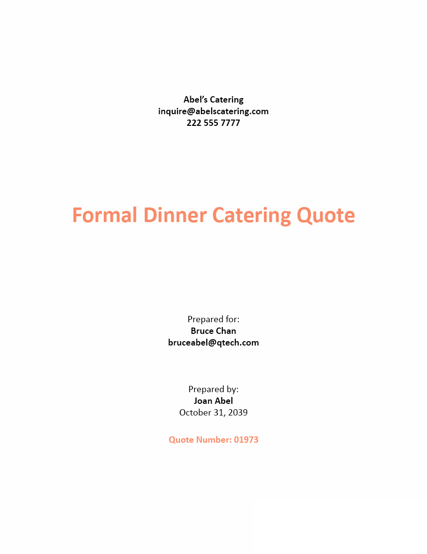 Free Sample Catering Quotation Template