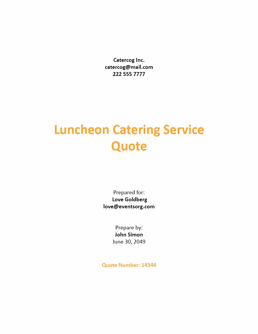 Free Request for Quotation for Catering Services Template