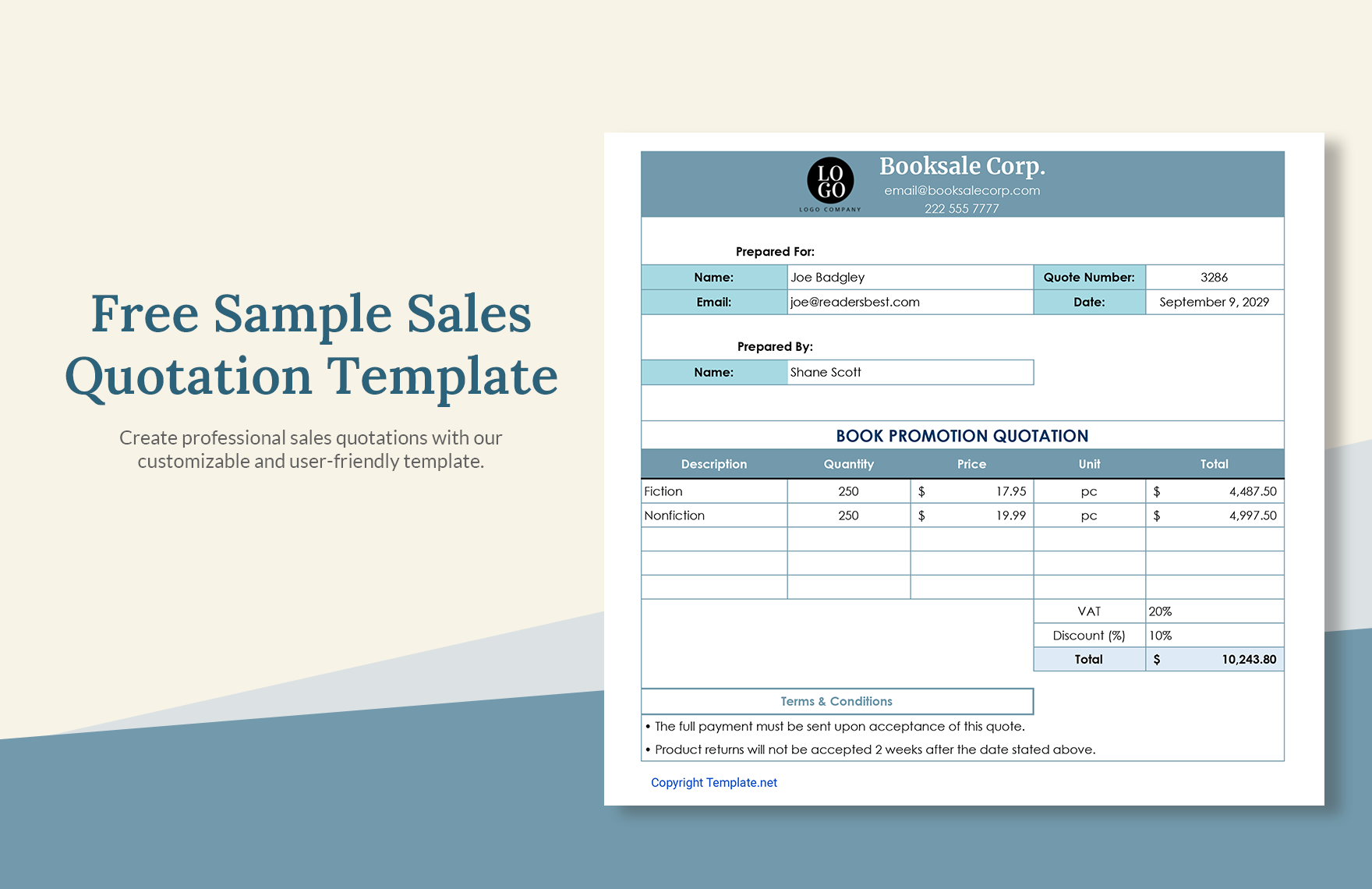 Sample Sales Quotation Template