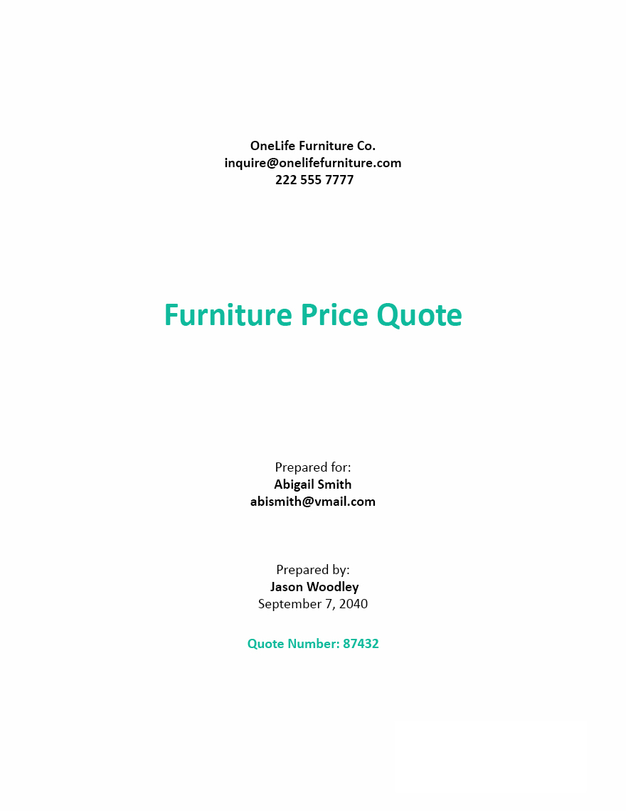 Free Sample Price Quotation Template