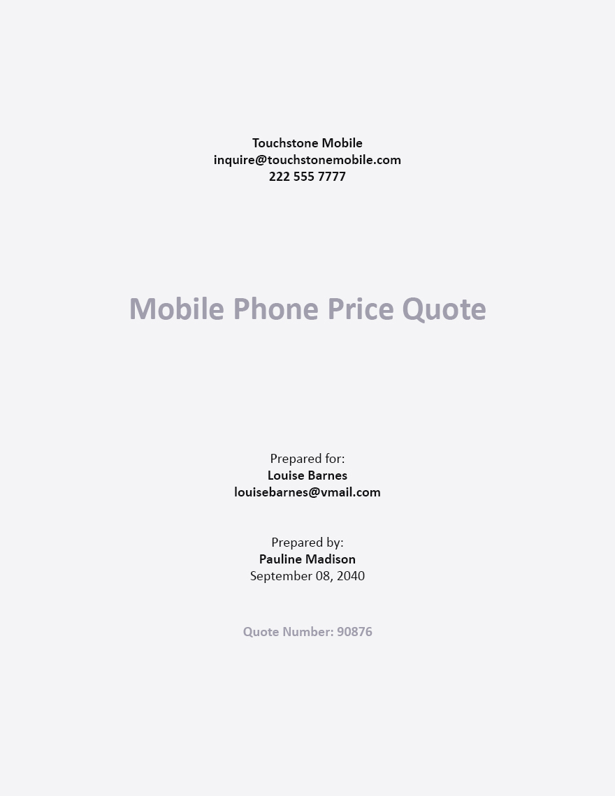 Company Price Quotation Template