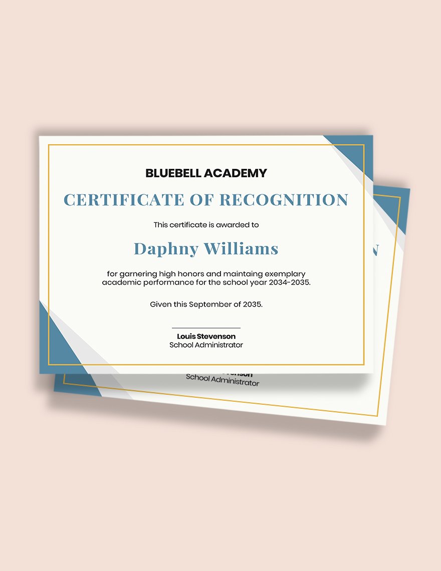 Recognition Academic Excellence Certificate Template