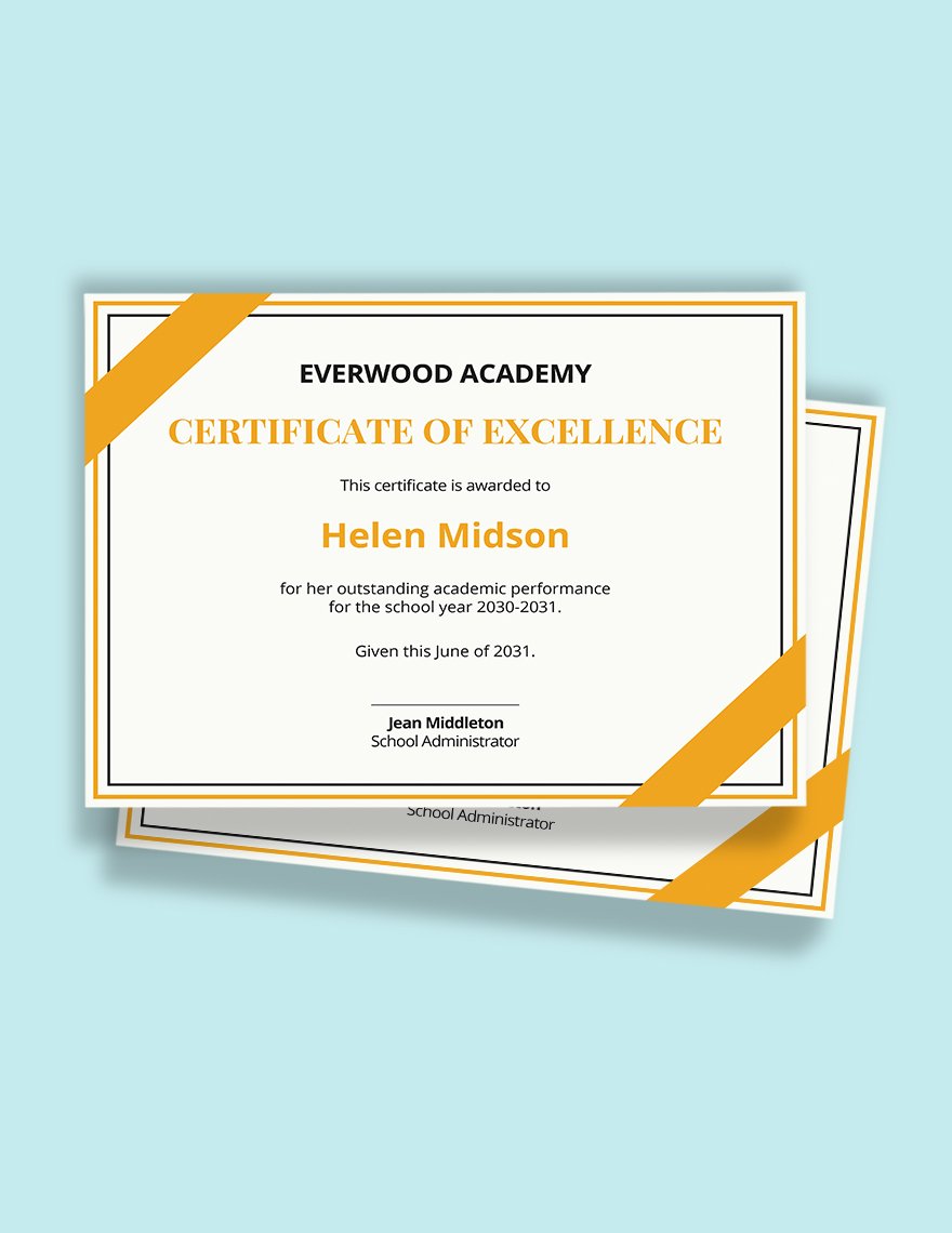 excellence certificates