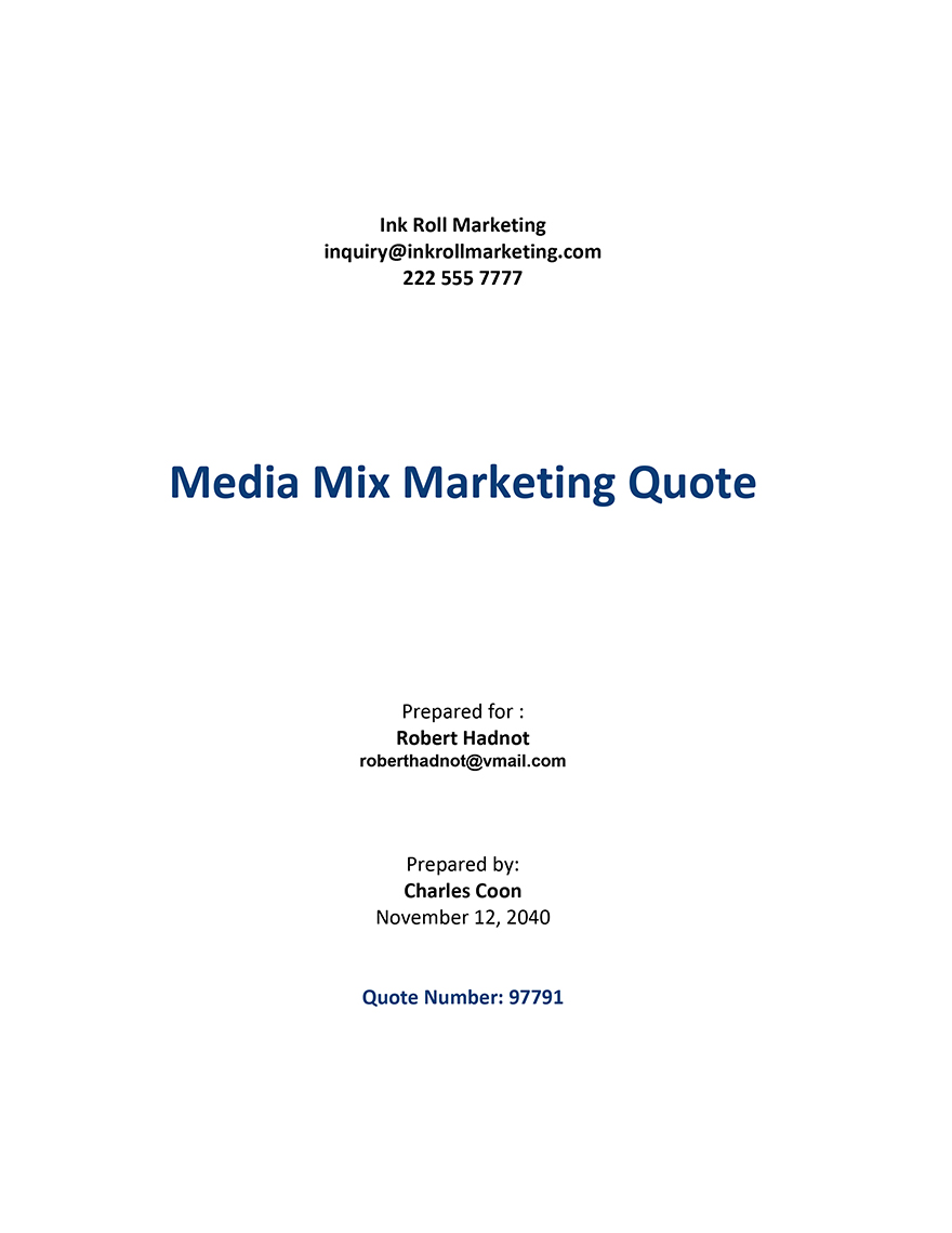 Digital Marketing Quotation Template - Google Docs, Google Sheets ...