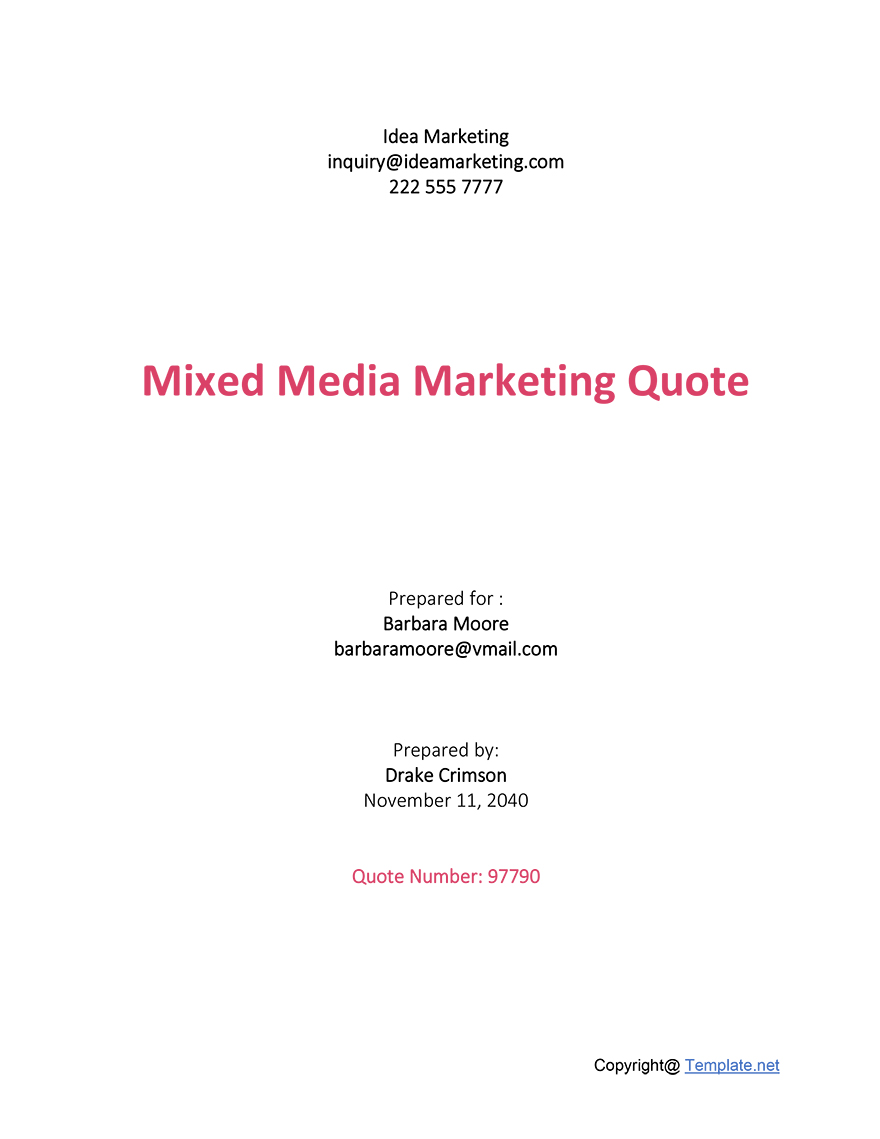 Free Sample Marketing Quotation Template