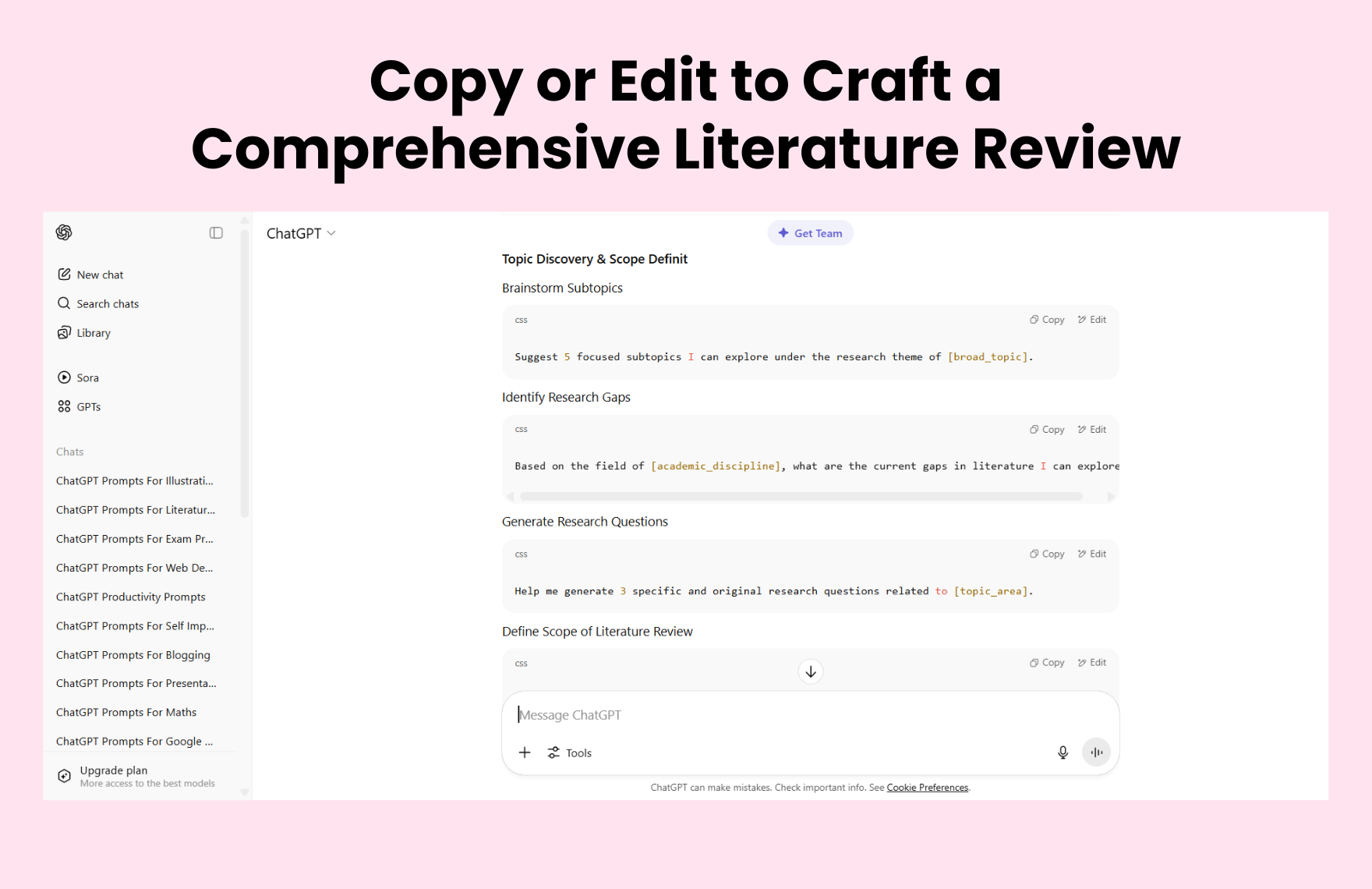 Free ChatGPT Prompts For Literature Review
