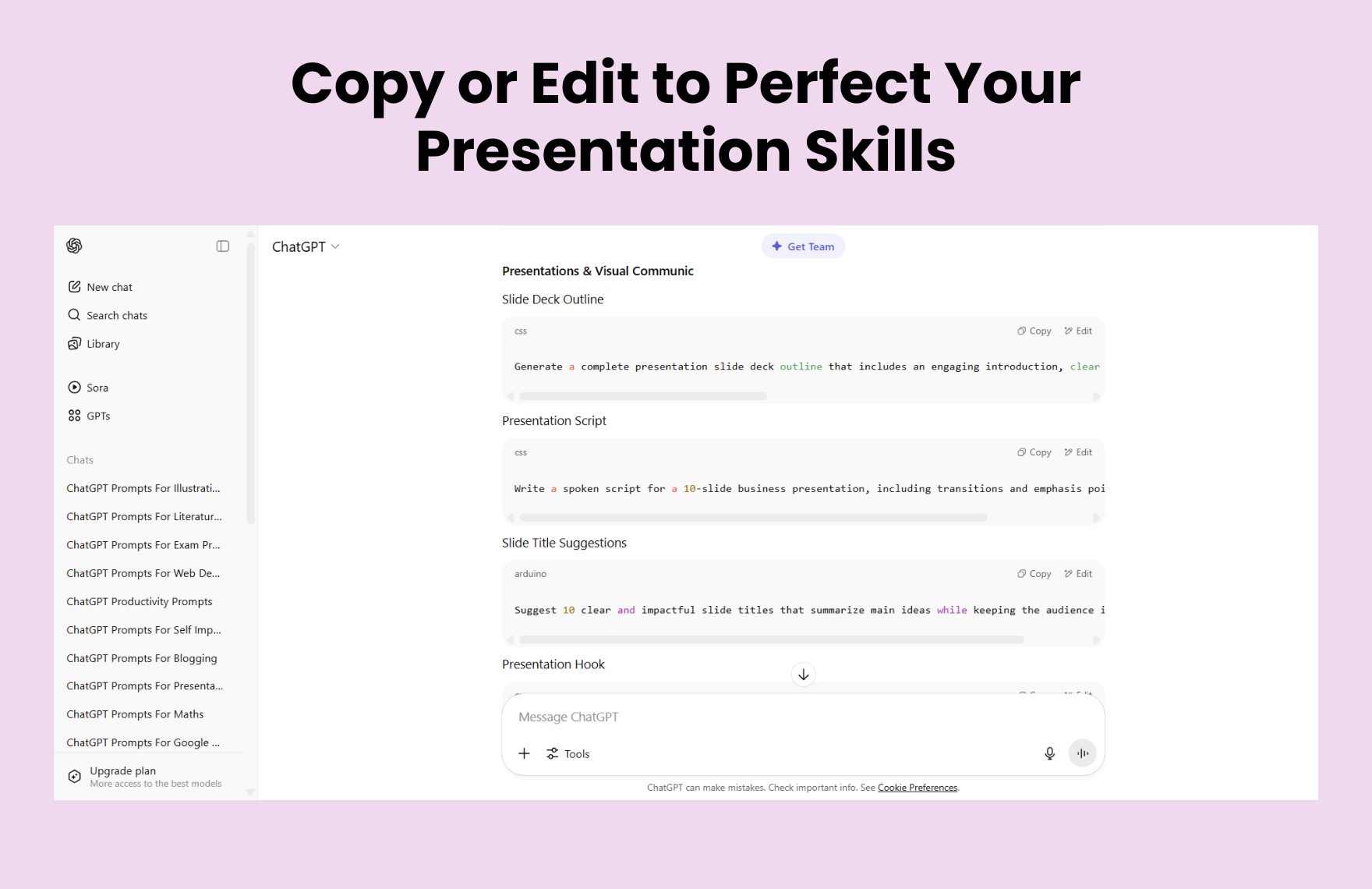 Free ChatGPT Prompts For Presentations