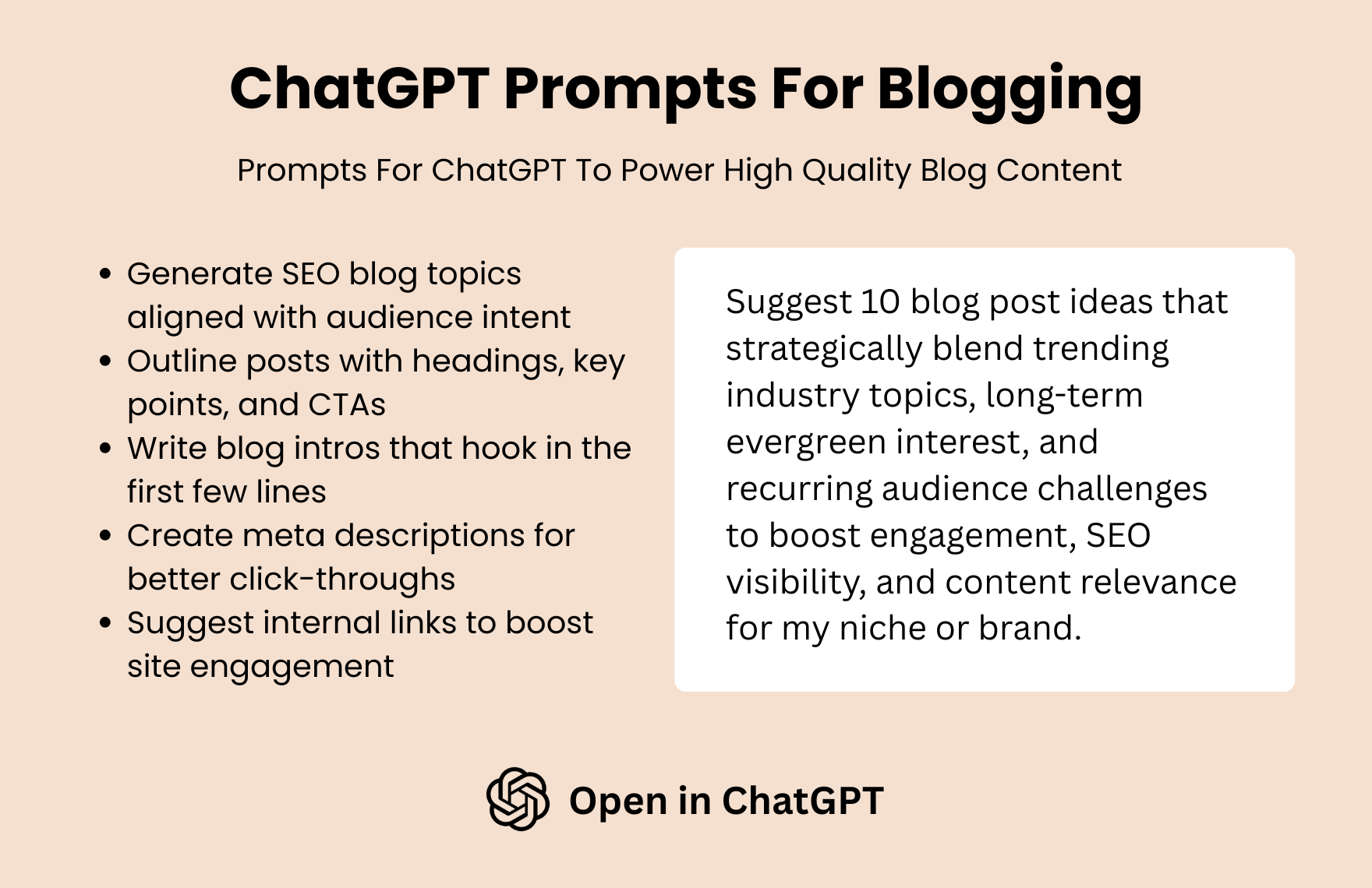 Free ChatGPT Prompts For Blogging in ChatGPT