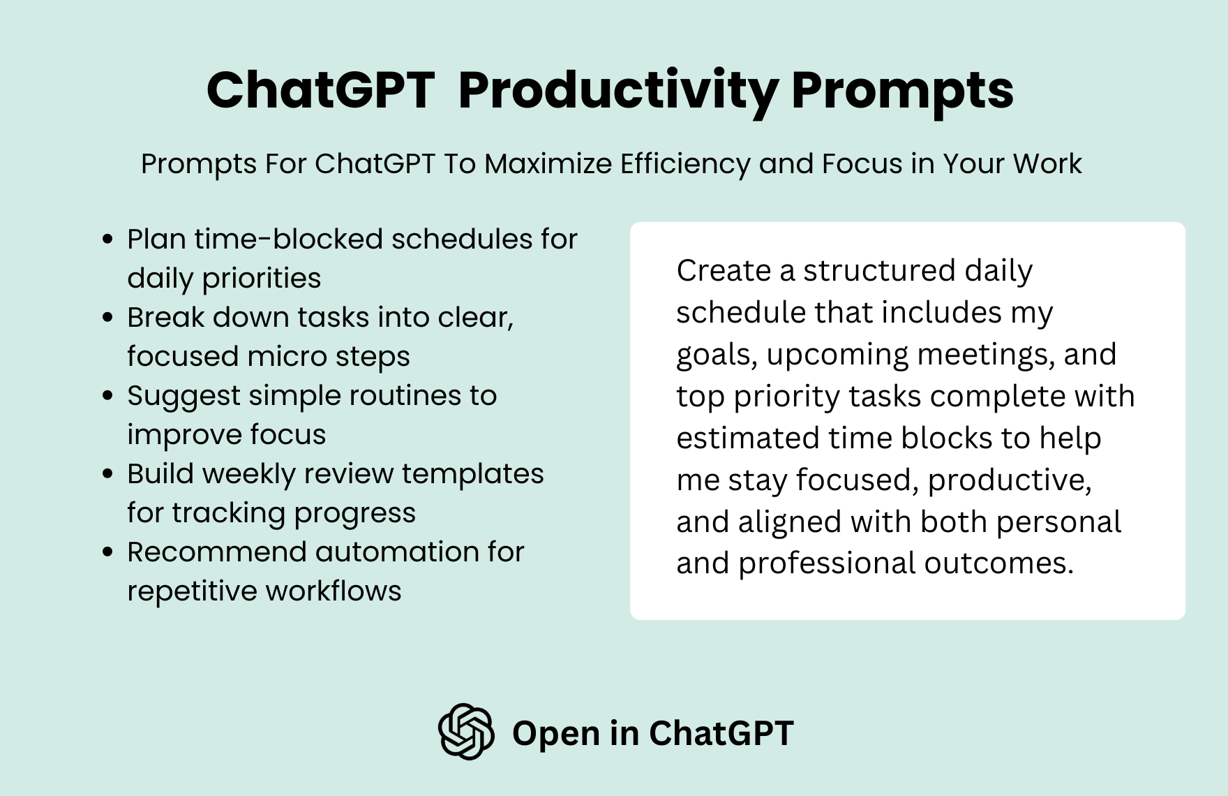 Free ChatGPT Productivity Prompts in ChatGPT to Download