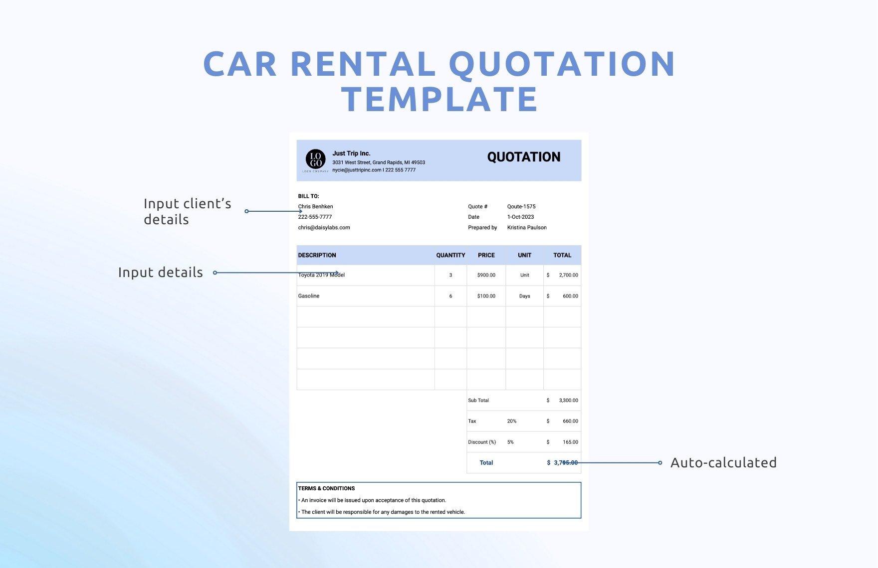 Car Rental Quotation Template