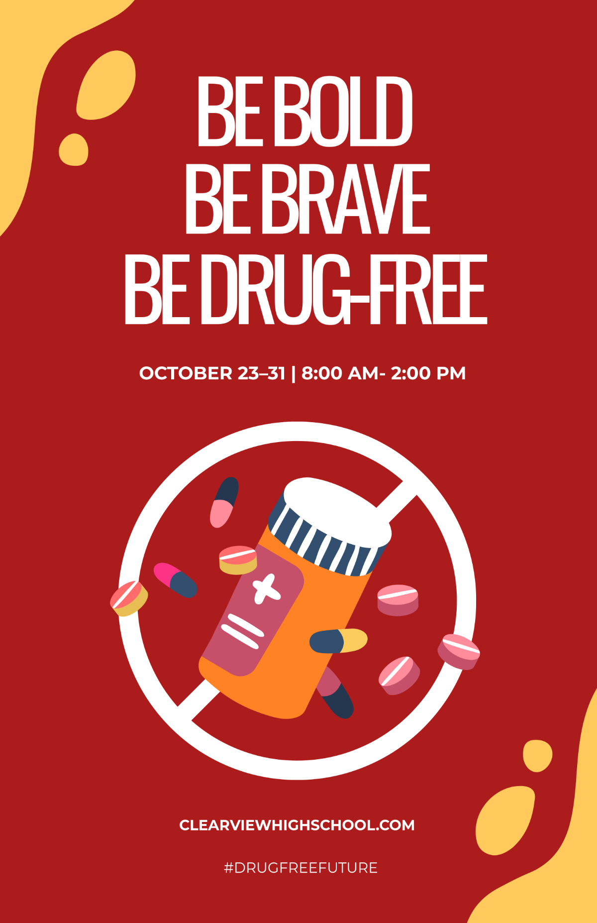 Free Editable Drug Free Poster with Slogan Template