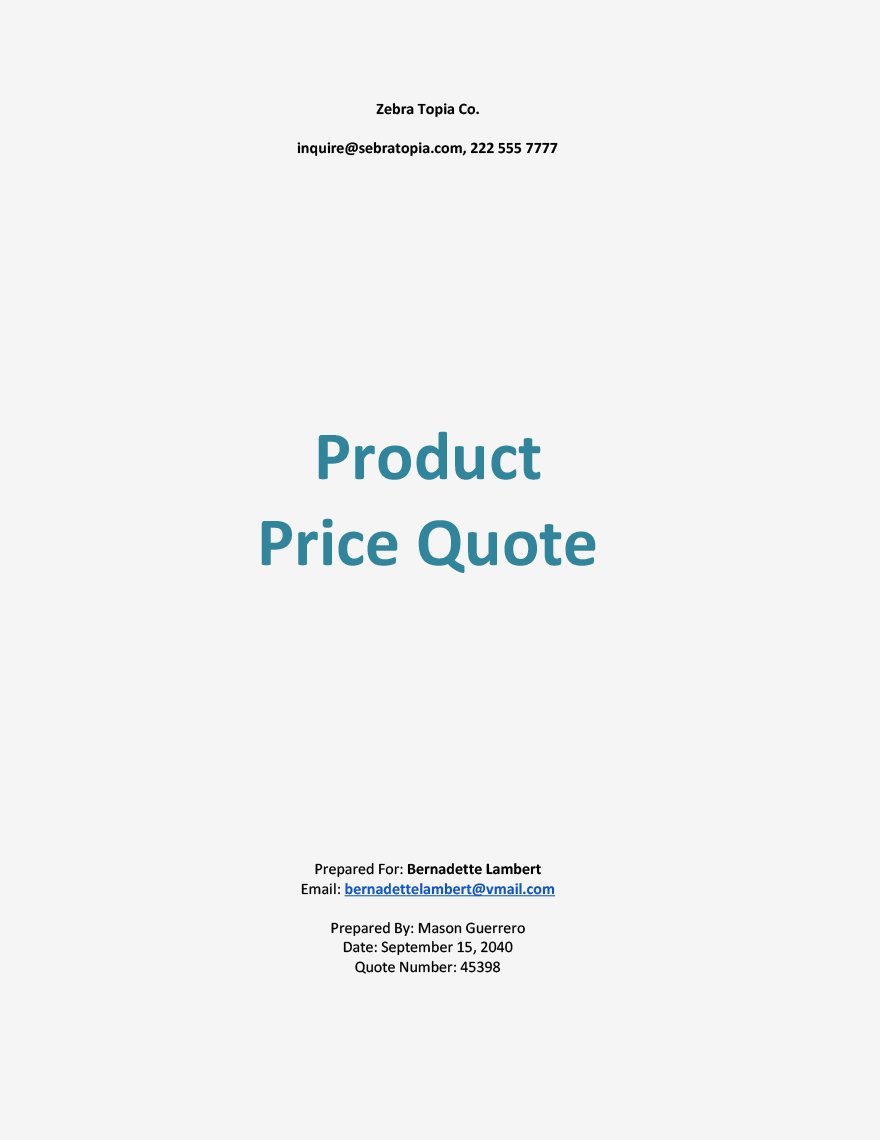 Product Price Quotation Template in Word, Google Docs, Excel, Google Sheets