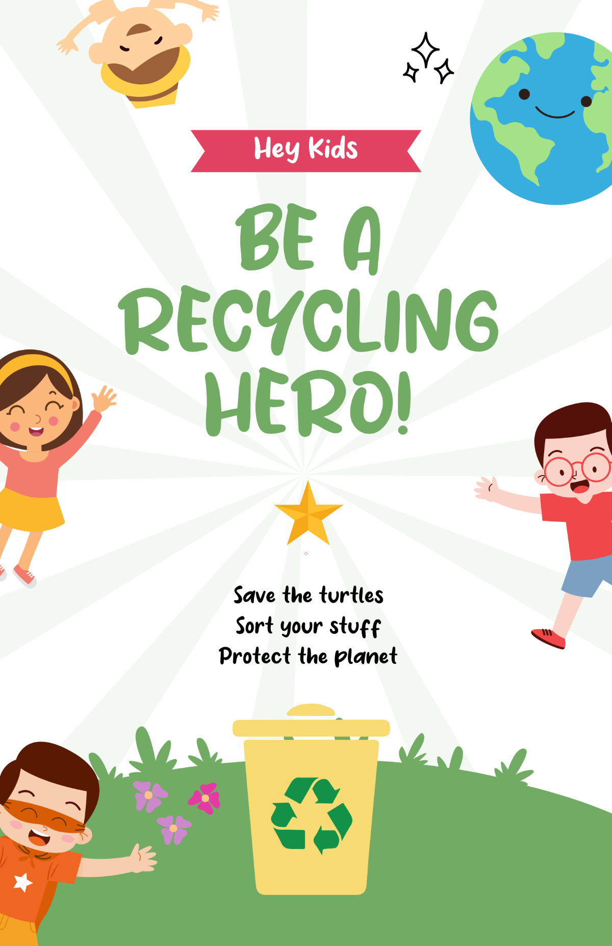 Free Colorful Recycle Poster for Kids Template