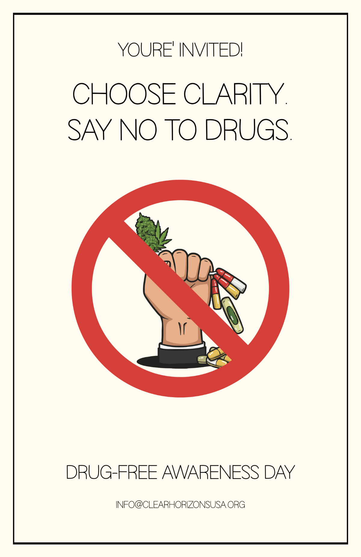 Free Minimalist Drug Free Poster Template