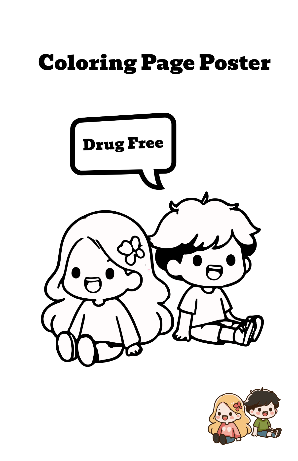 Free Drug Free Coloring Page Poster Template